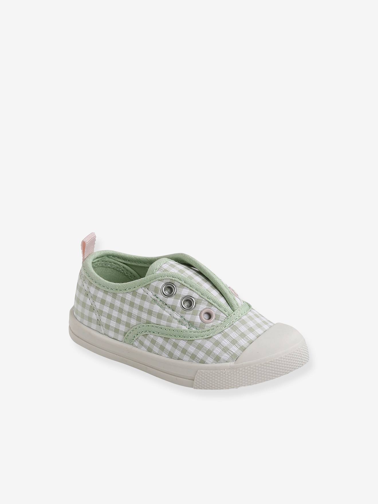 Pantufas de tecido elástico para bebê menina, verde salgueiro