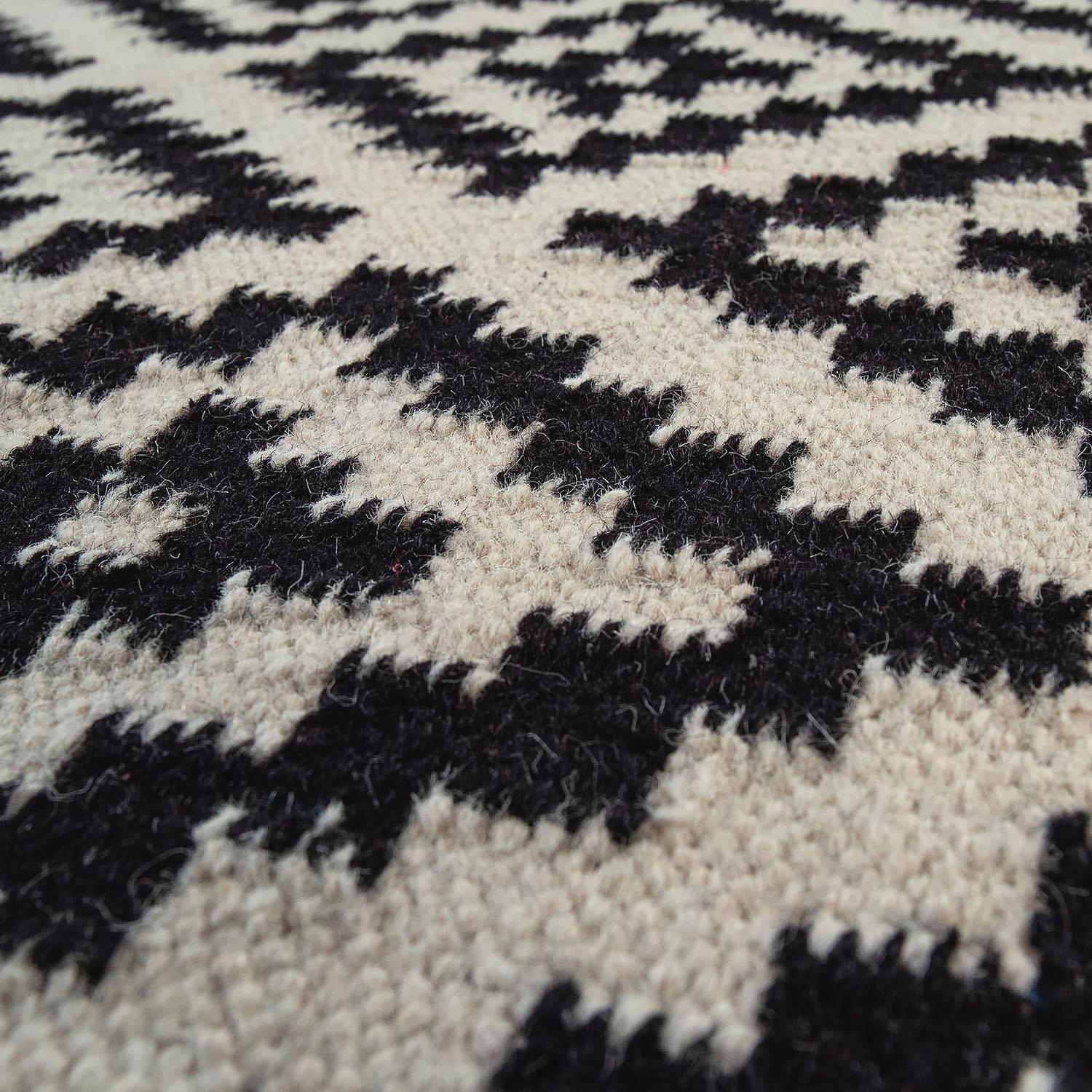 Paco Home Wollteppich »Kenitra 500« rechteckig 12 mm Höhe Flachgewebe, reine Wolle, handgewebt, Rauten Design, mit Fransen