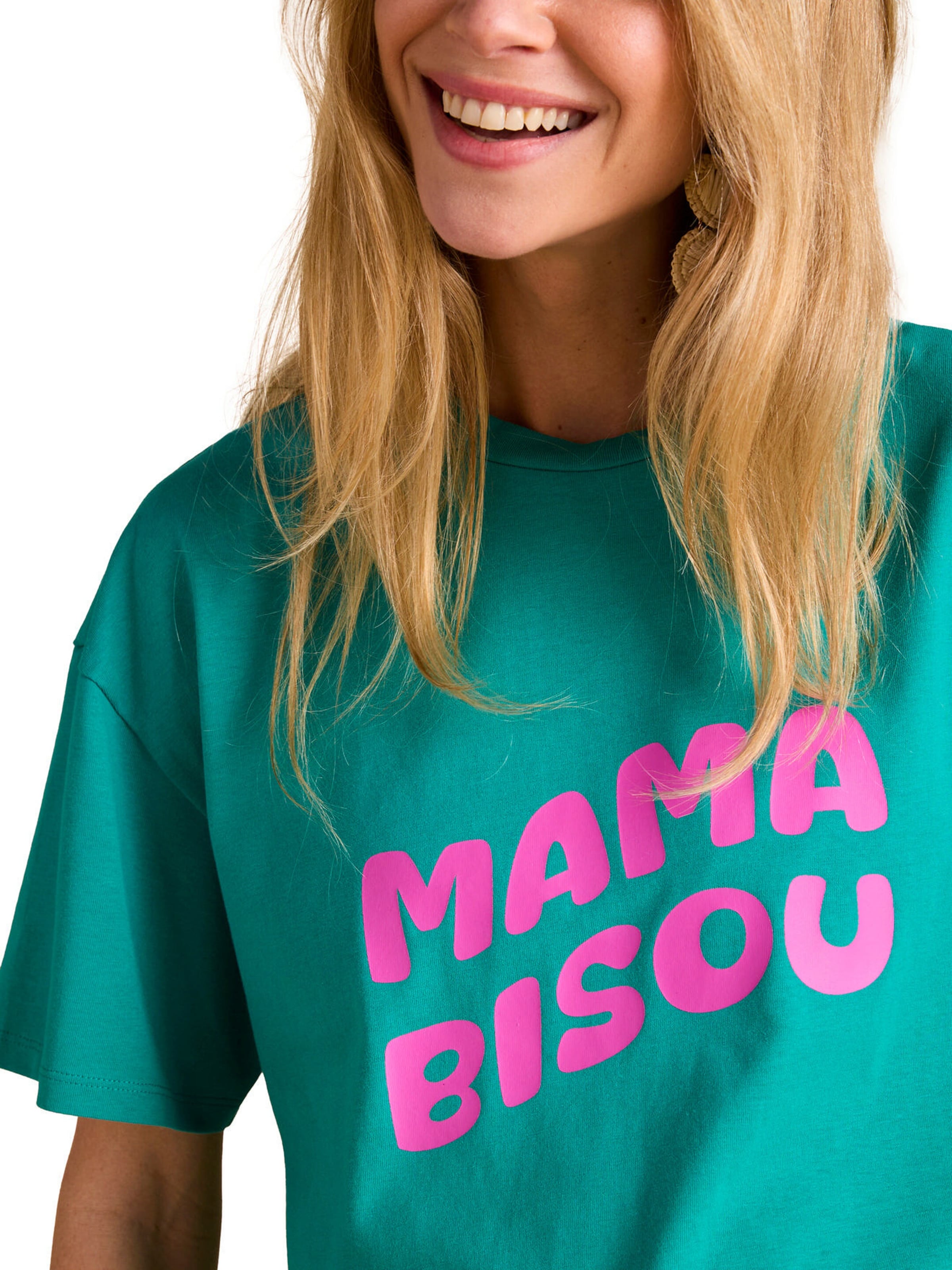 Envie de Fraise Bio-Kollektion: Umstands-T-Shirt mit Print Mama bisou grün