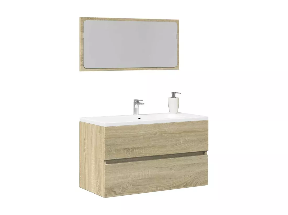 Meuble de salle de bain avec miroir chêne sonoma 80x38,5x45 cm