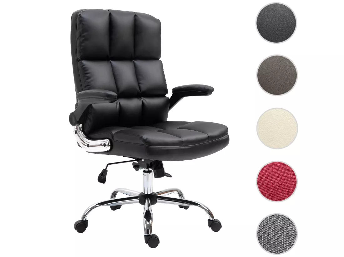 Chaise de bureau MCW-J21, similicuir noir