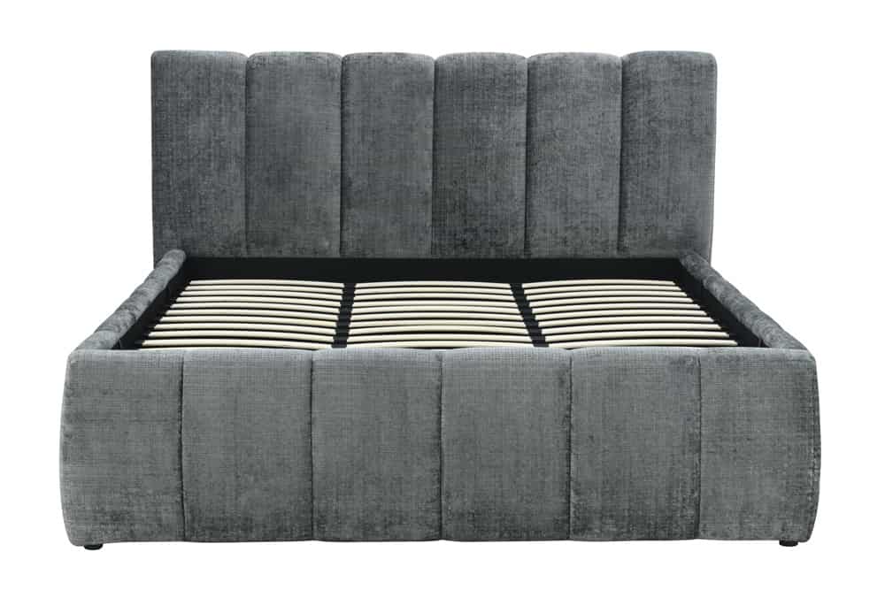 Design Boxbett ADLON 180x200cm grau Chenille mit Stauraum und Lattenrost
