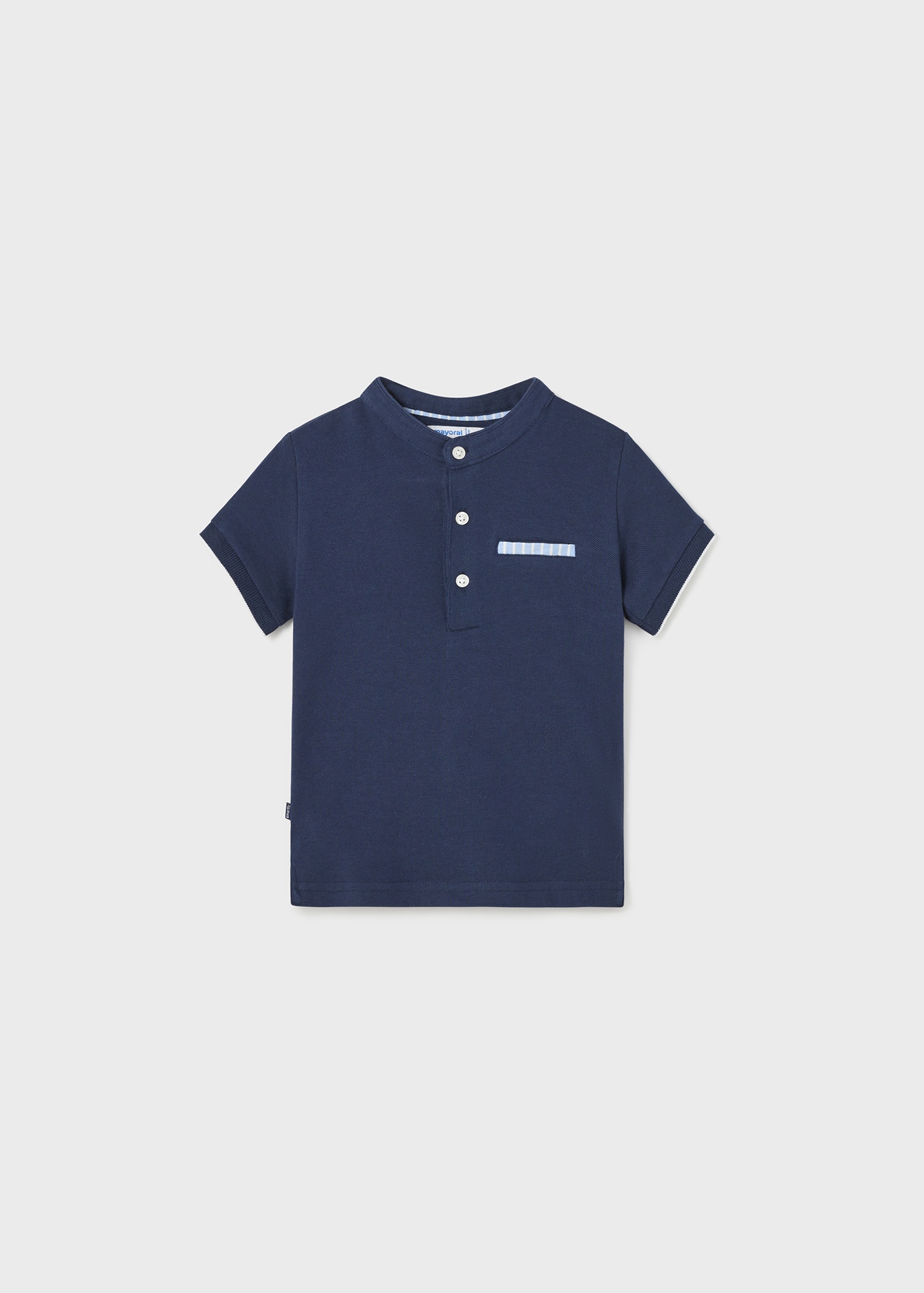 Camisa polo infantil de manga curta com gola mandarim