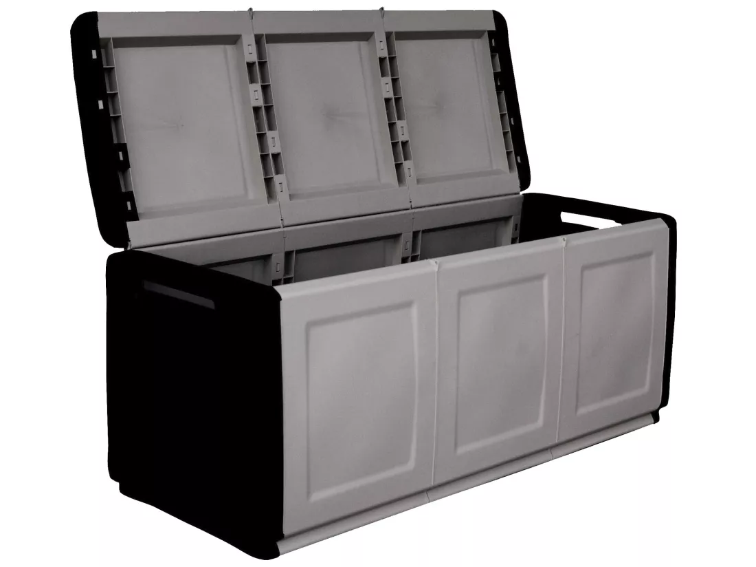 CUBE Coffre de rangement en polypropylène, couleur gris foncé et noir 26cm