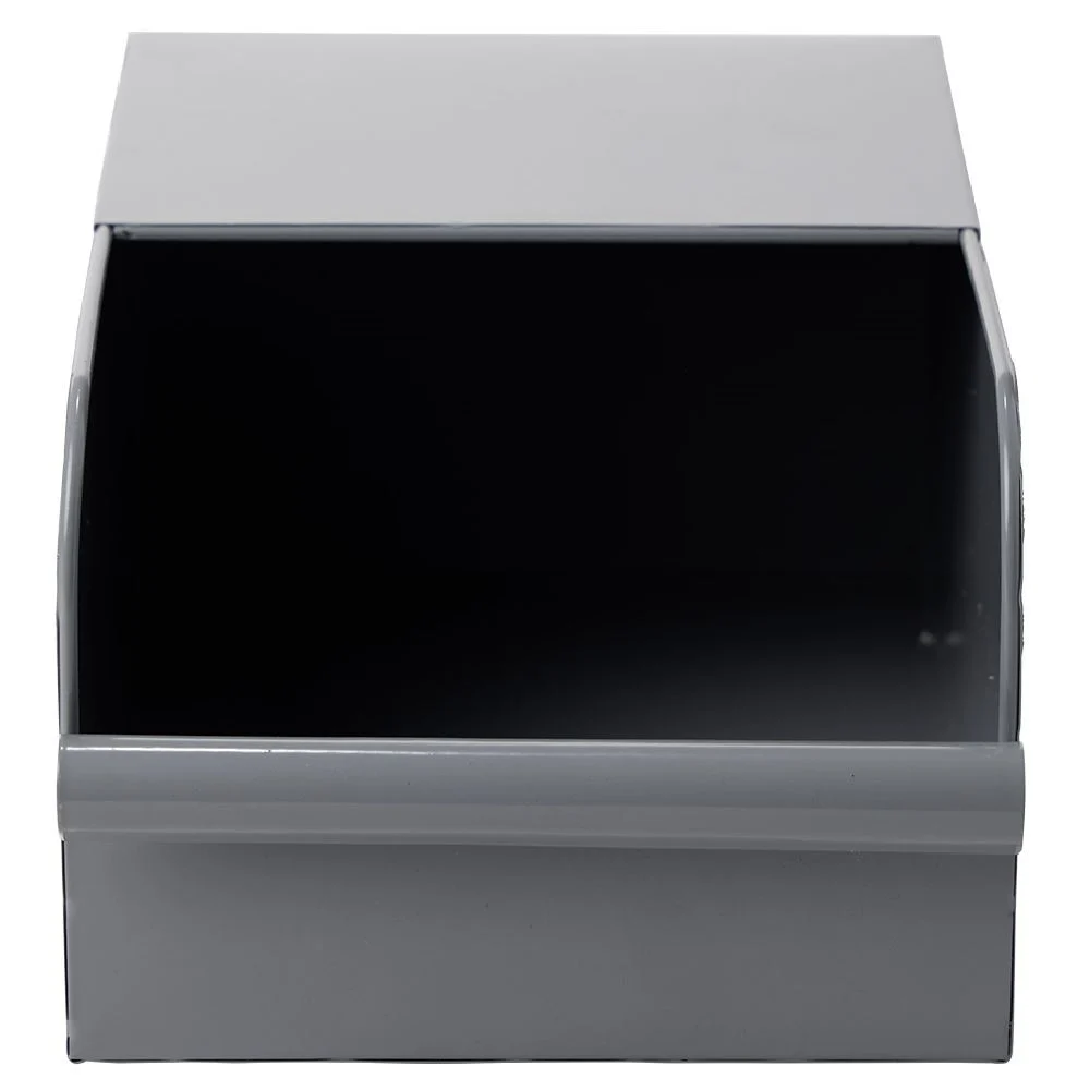 Bac de rangement en métal gris - L17,5 x l25 x H12,5 cm