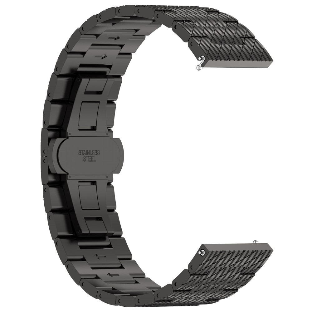 Garmin Venu 2 Edelstahl Armband mit Streifen und Butterfly-Verschluss (Gelenkumfang: 210 mm) - Schwarz