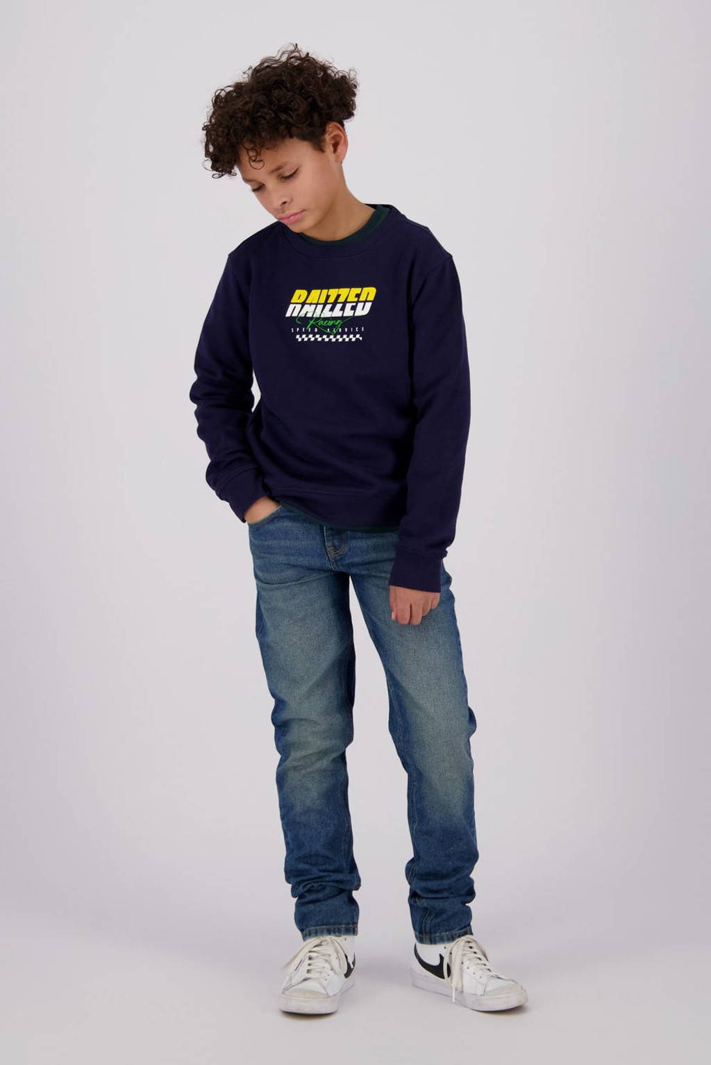 Raizzed sweater Sandane met logo donkerblauw