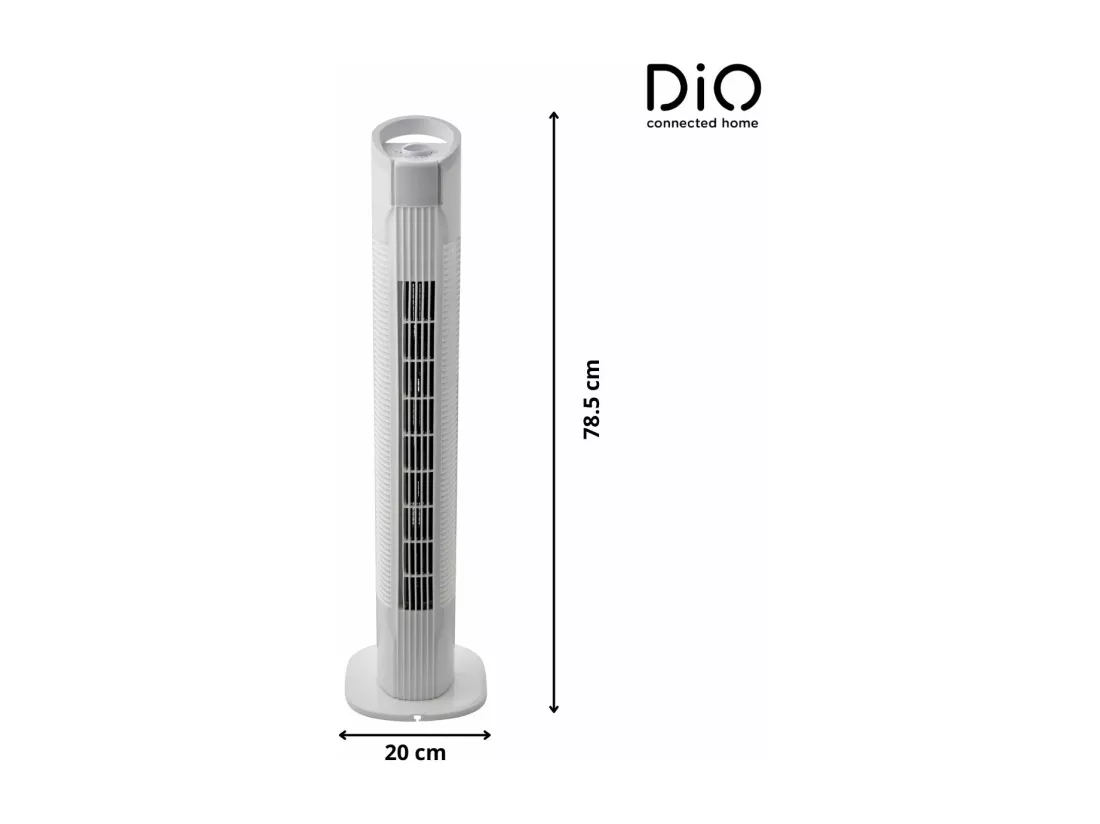 Ventilateur Colonne Silencieux et Oscillant Blanc - 50W - 79cm - 3 Vitesses - Dio