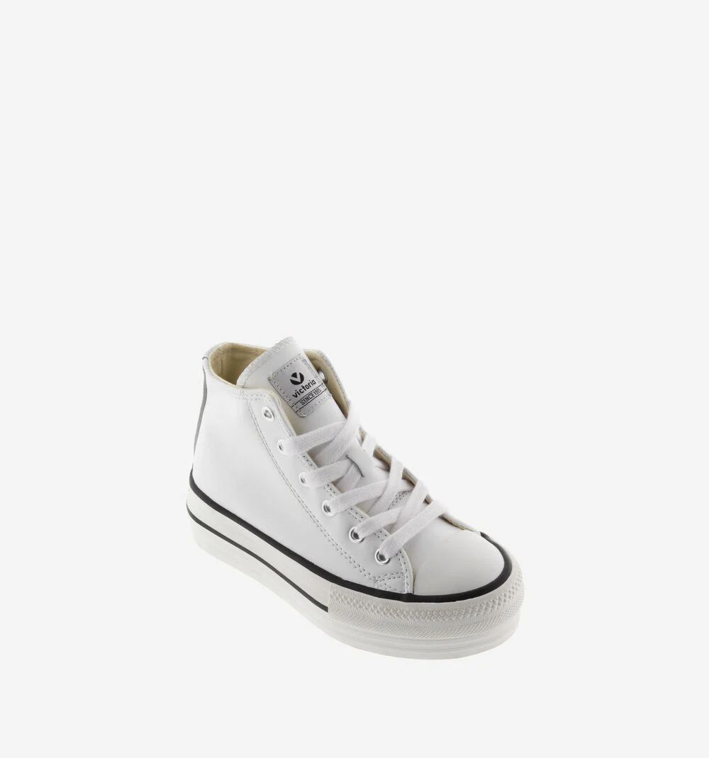 TRIBU DOBLE DOUBLE BOTTINE EFFET CUIR Baskets montantes effet cuir plateforme BLANCO