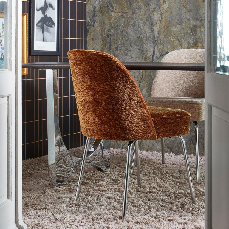 WOOOD Vogue eetkamerstoel chrome donker bruin