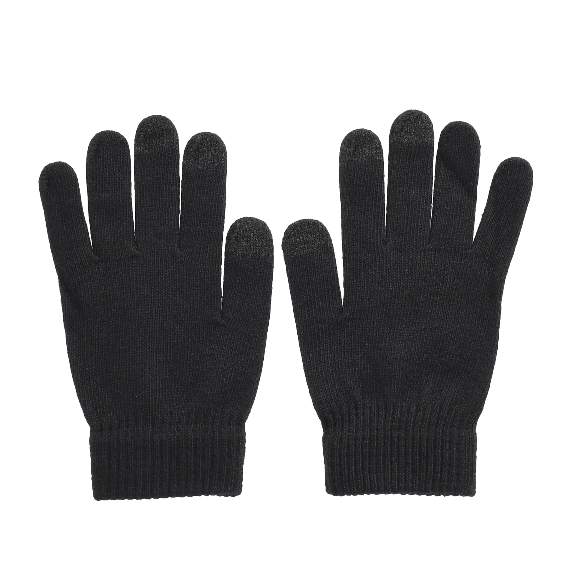 (3-tlg. Set) Unisex Winter Schlauch Schal / Mütze / Touchscreen Handschuhe (OneSize) - Schwarz