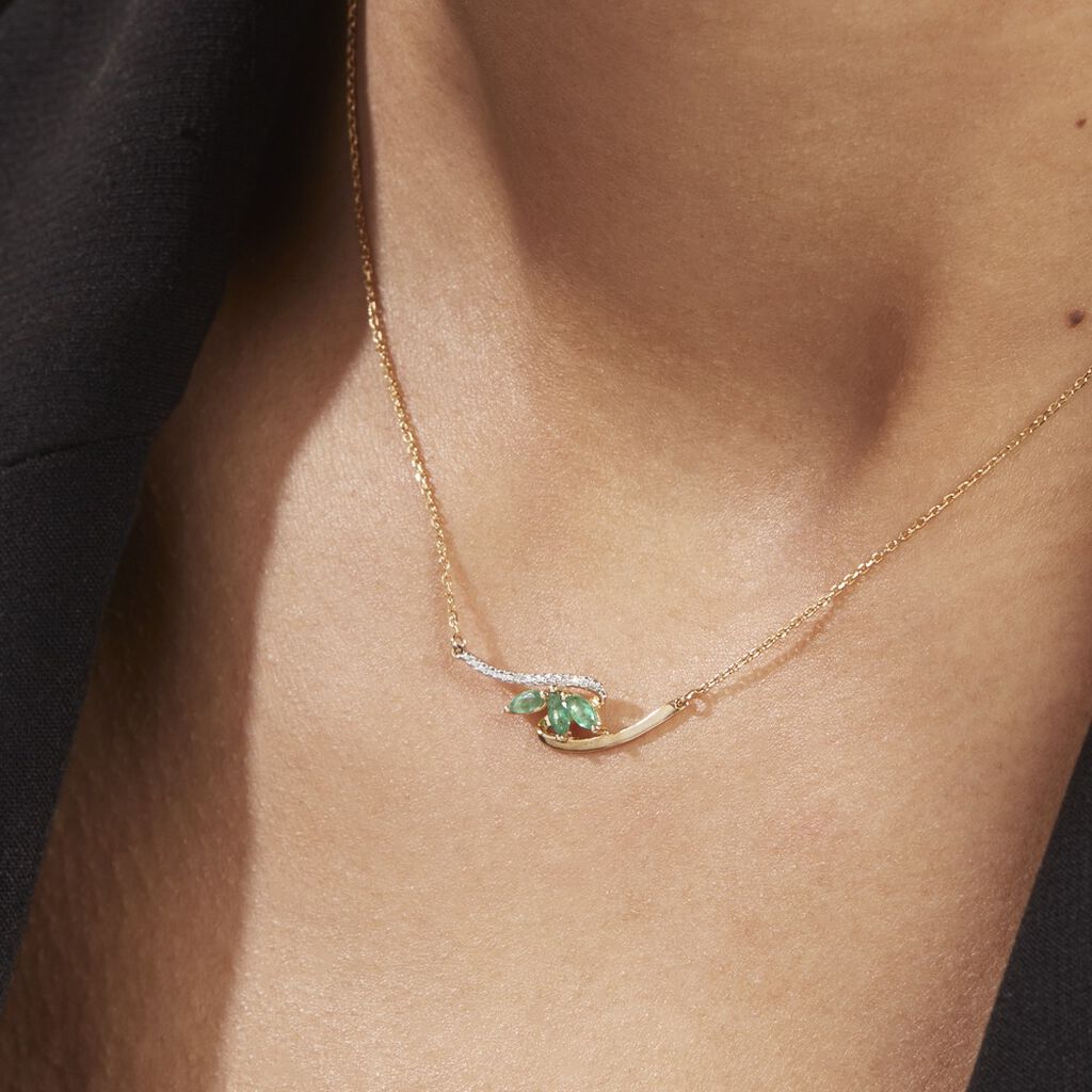 Collier Or Jaune Caetlin Emeraude Diamants