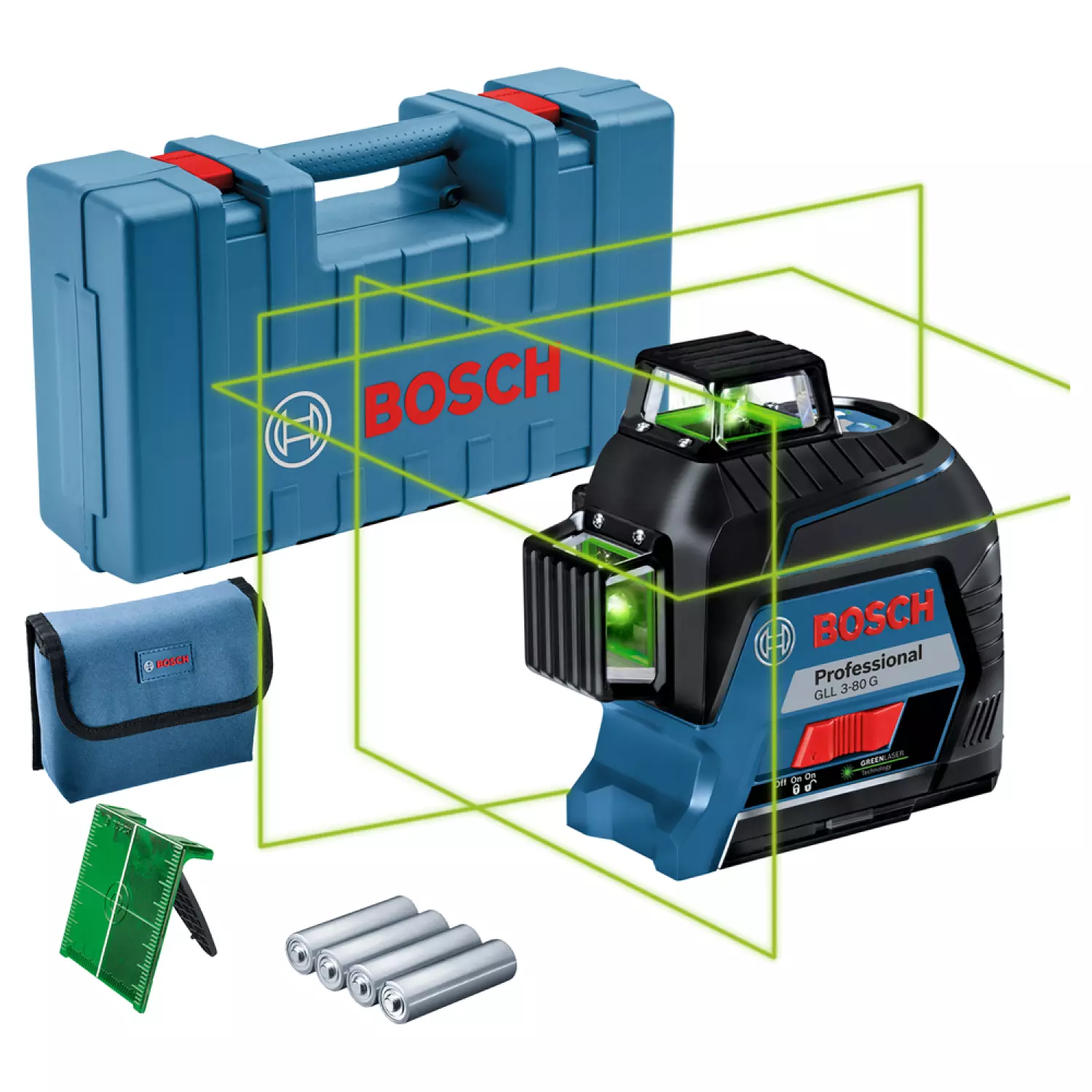 Bosch GLL 3-80 G Kruislijnlaser in opbergetui in koffer - 30 - 120 m