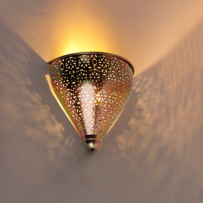 Oosterse wandlamp koper met patroon - Muraf