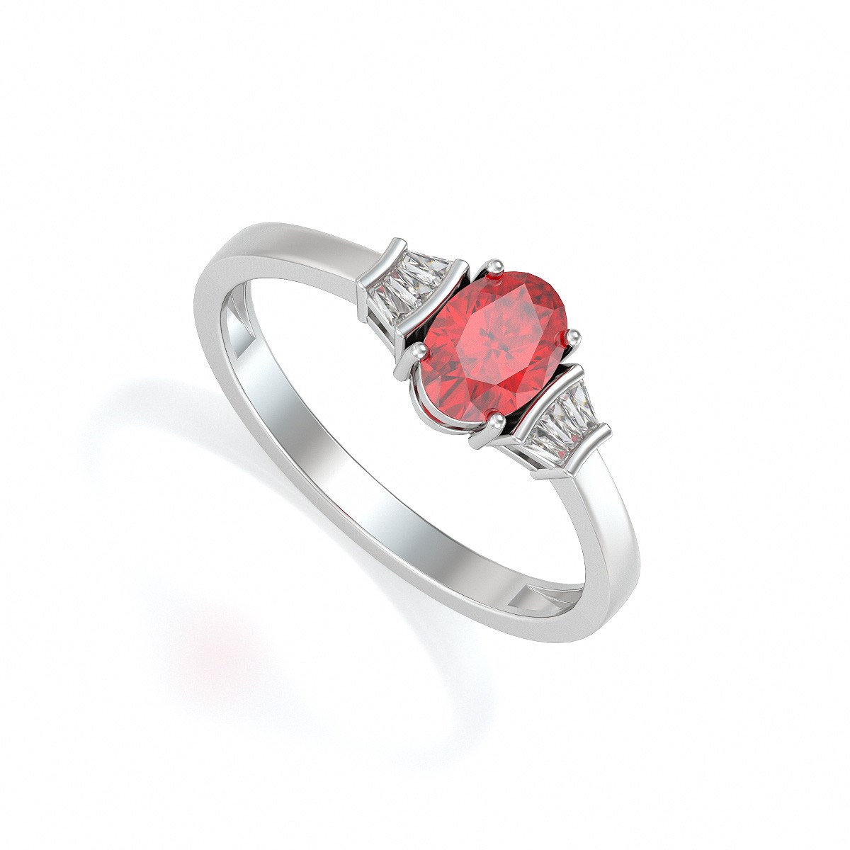 Bague ADEN Or 585 Blanc Rubis et diamants 1.99grs