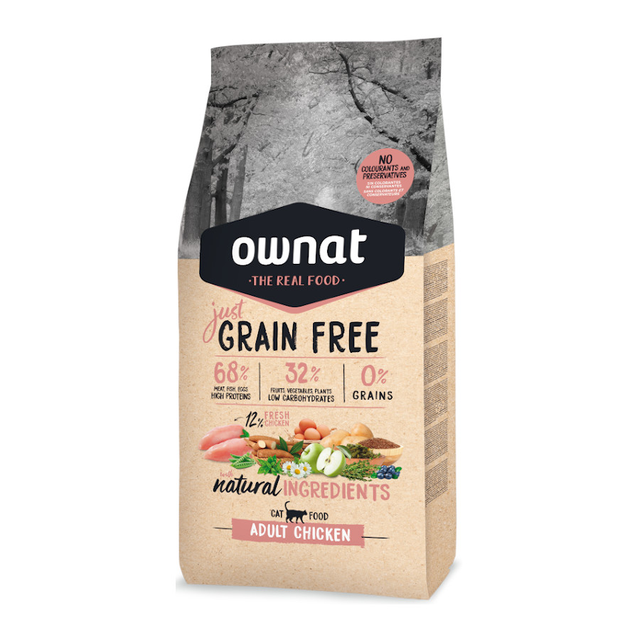 Alimento Ownat Just Grain Free para Gatos Adultos com Frango