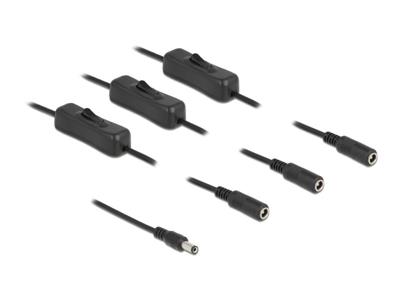 Delock Hohlstecker Kabel DC 5.5 x 2.1 mm zu 3 x DC mit Scha Delock Kabel DC 5.5 x 2.1 mm Stecker zu 3 x DC Buchse mit Schalter 1 m