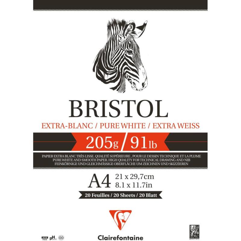 Bristol bloc collé 20F A4 205g