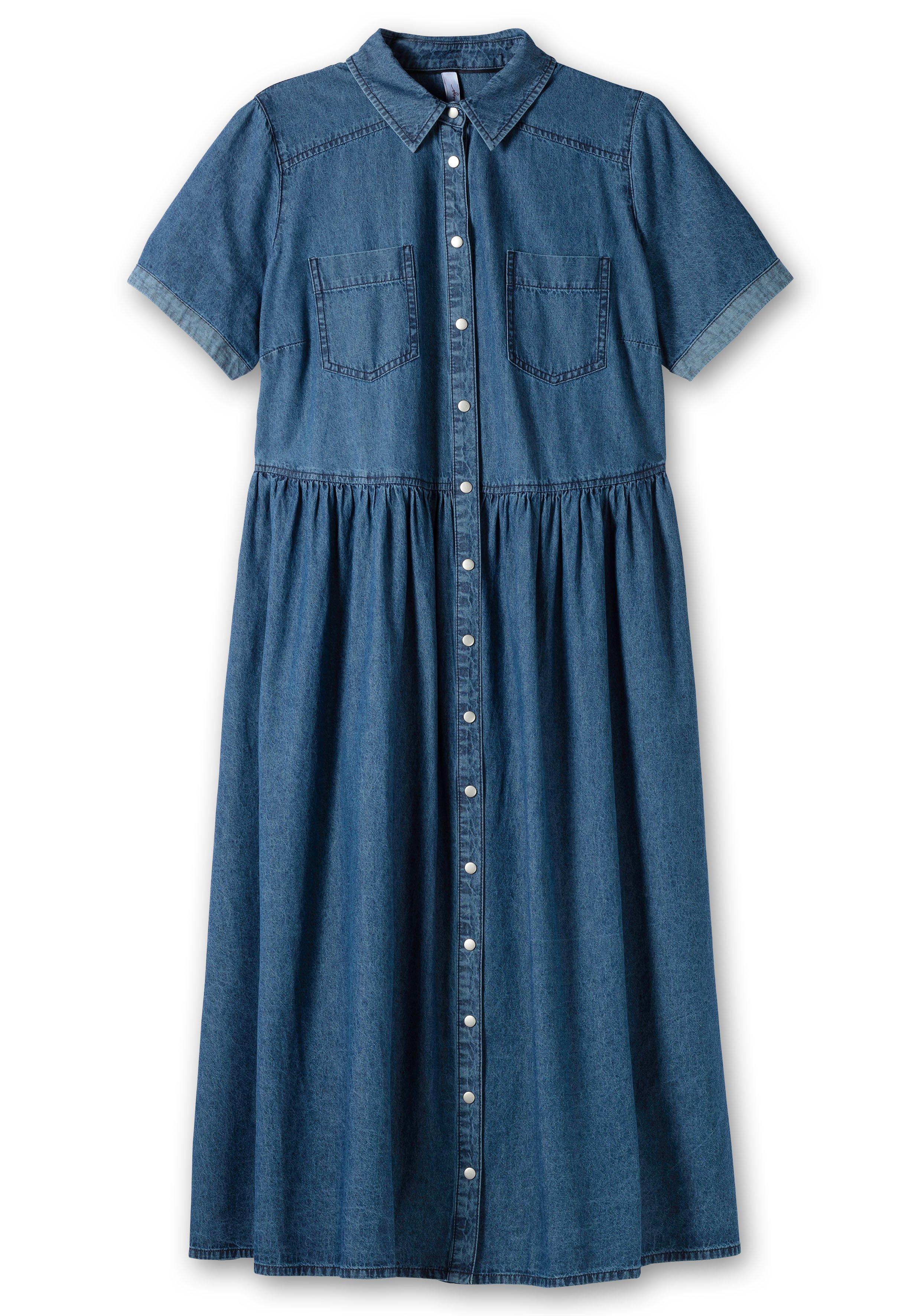 Jeanskleid mit Blusenkragen und Teilungsnaht