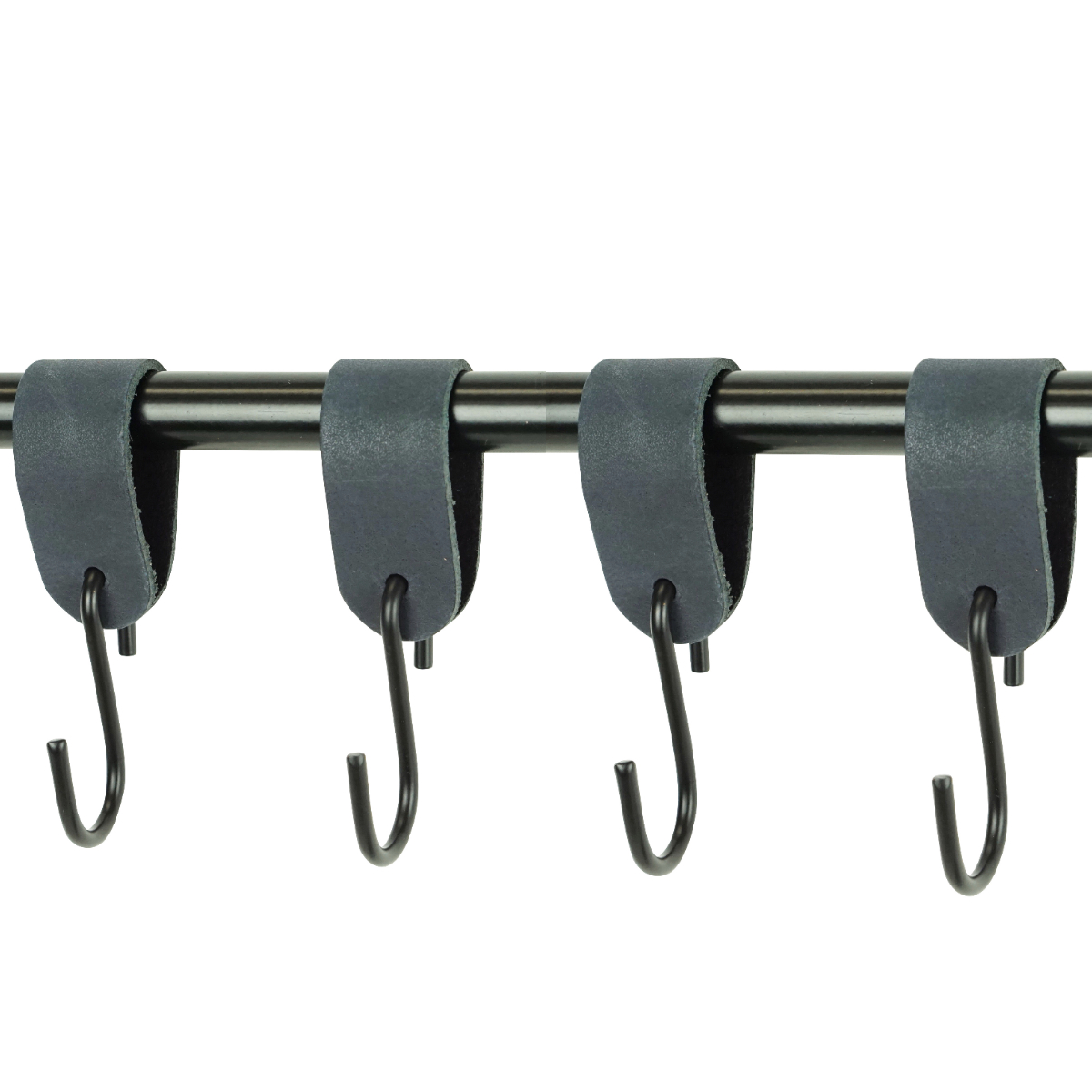 Leren S-haak hangers (set van 4) Navy
