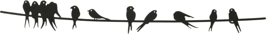 Decoris tuinwanddecoratie vogels zwart 119 x 1,5 x 18 cm