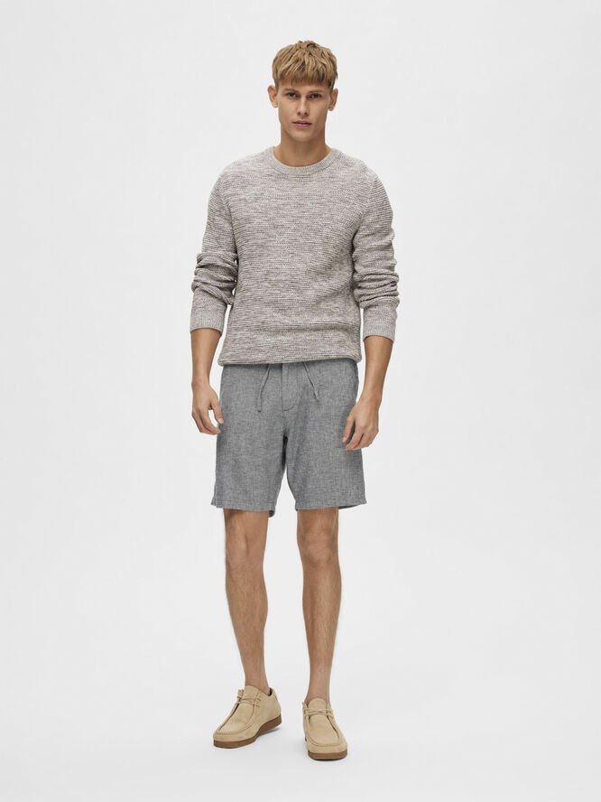 Selected Homme SLHREGULAR-BRODY LINEN SHORTS NOOS Sky captain/mixed w. oatmeal