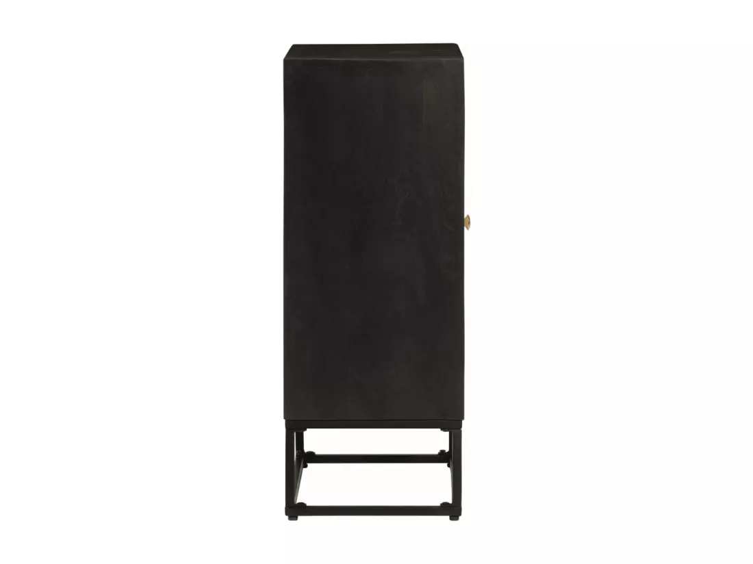 Buffet noir 55x30x76 cm bois massif de manguier et fer