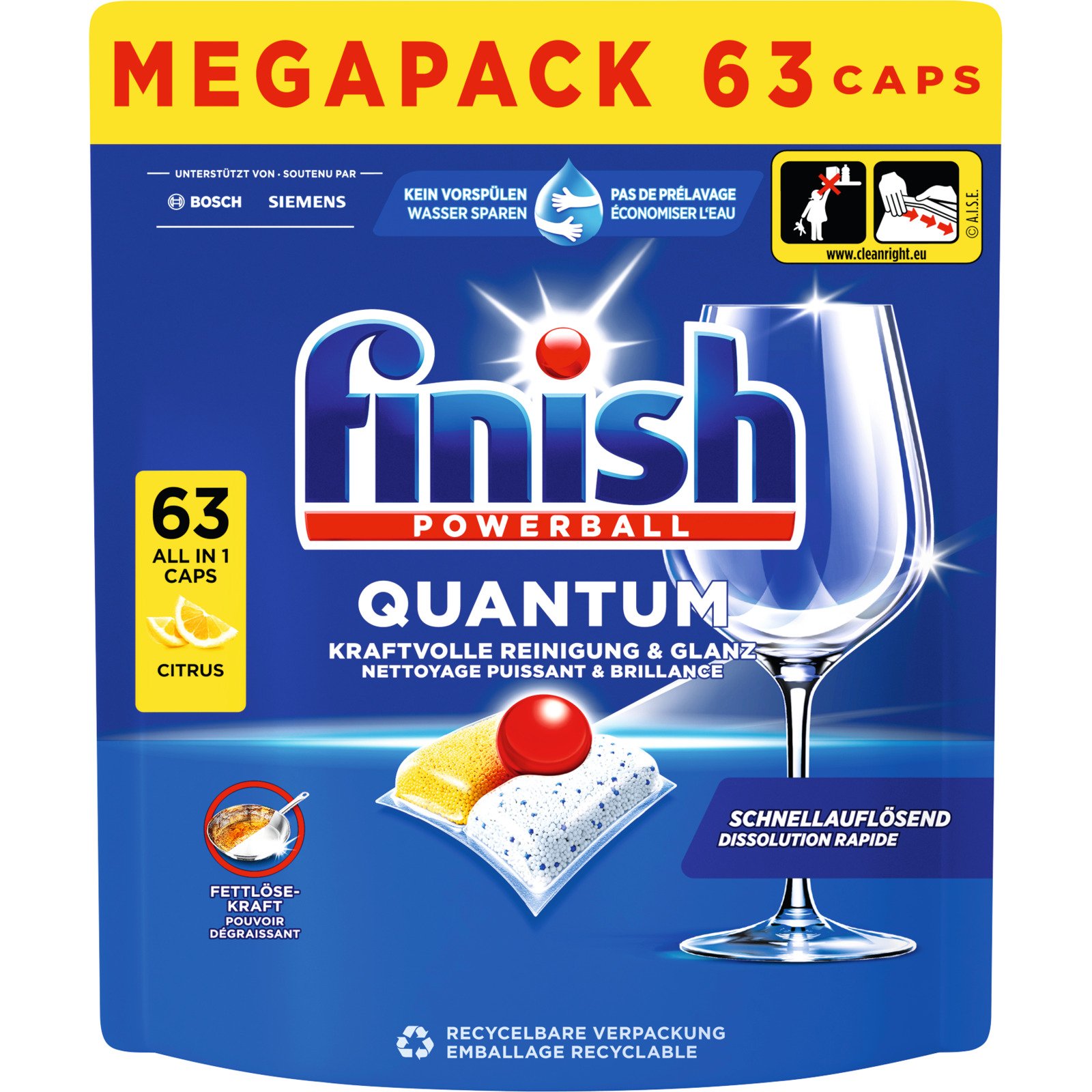 Finish Quantum Tabs Lemon 63 Tabs