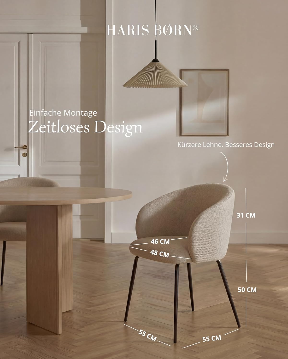 Design Dining Room Chairs (2er Set) Beige - skandinavische Esszimmerstühle in Zeitloser Form, Premium Polsterstuhl Esszimmer, moderner Dining Chair, 30 Tage risikofrei testen