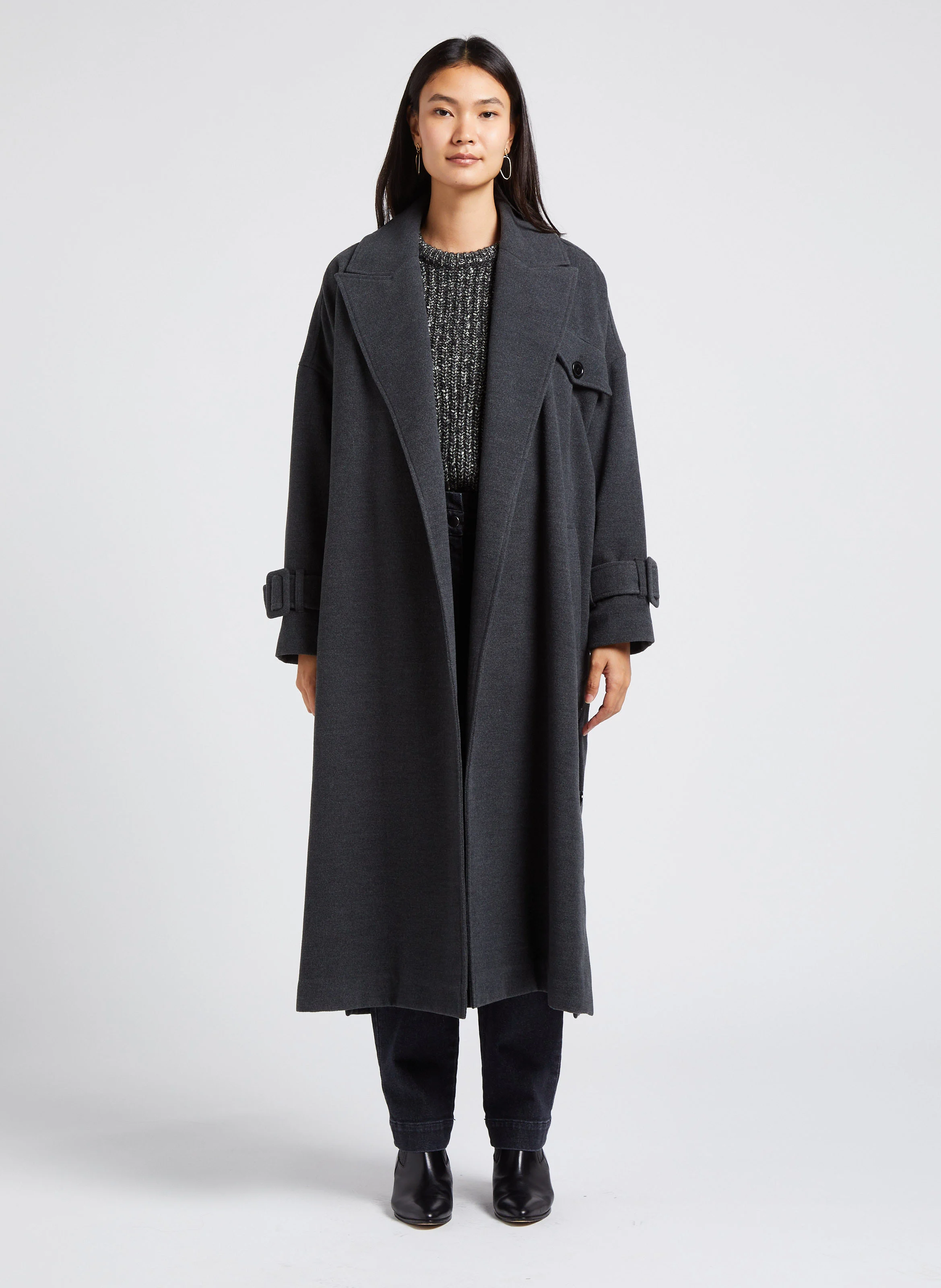 CAMERON - Manteau col tailleur| Gris