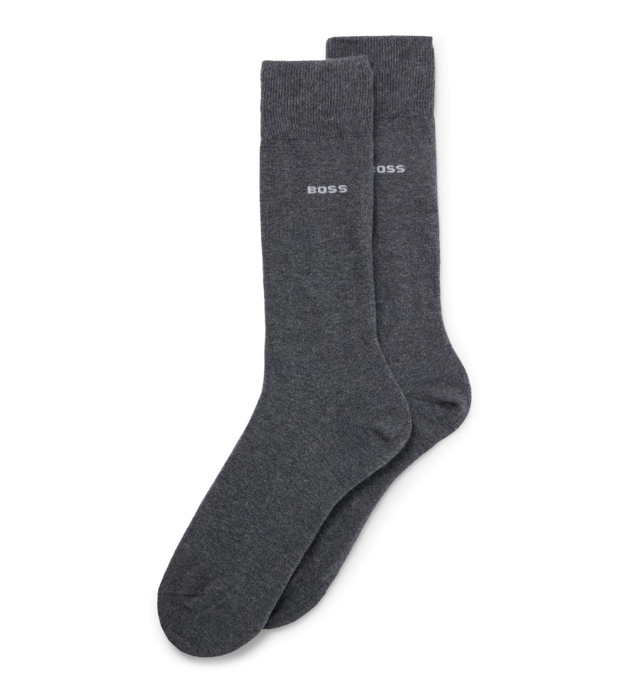 Pacote com 2 pares de meias padrão BOSS, cinza