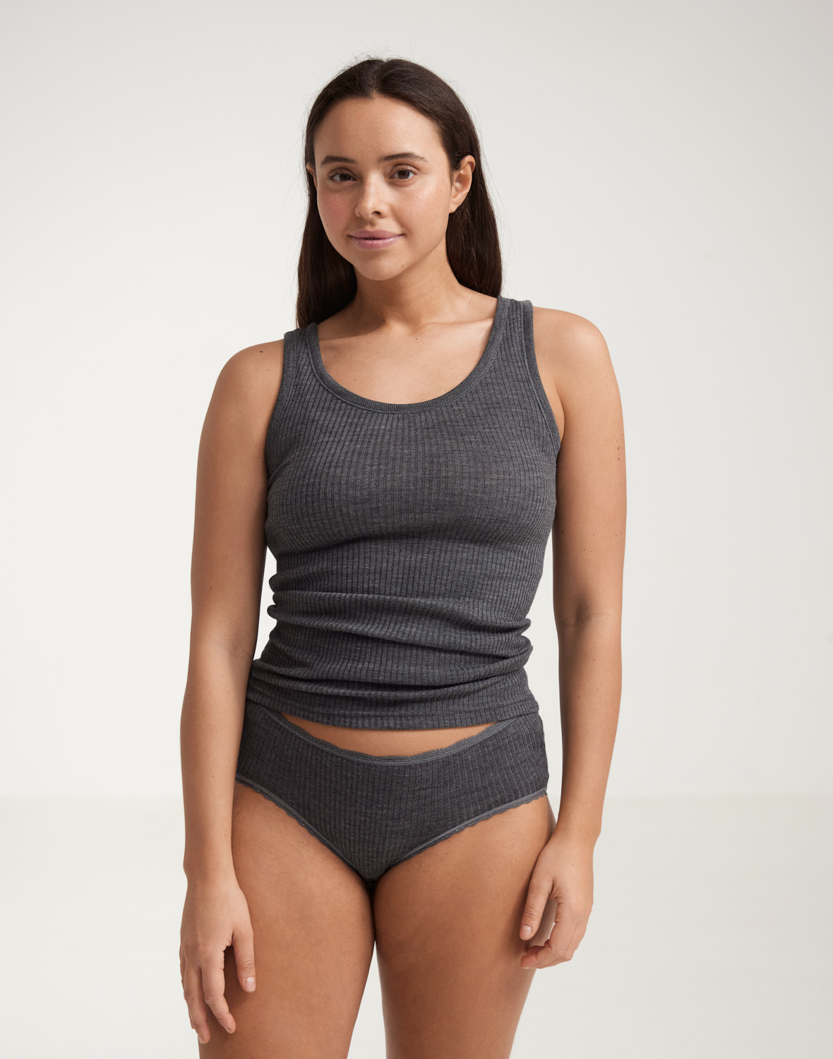 Midi-slips van merinowol voor dames in Zwart