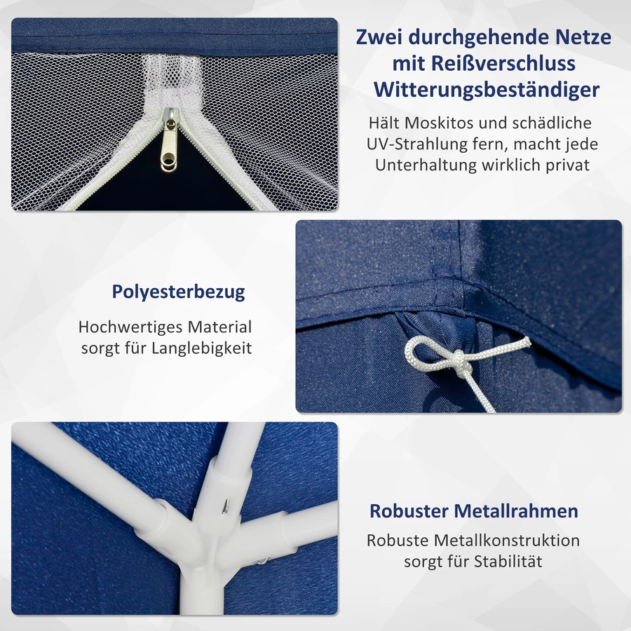 Outsunny Pavillon mit Moskitonetz blau