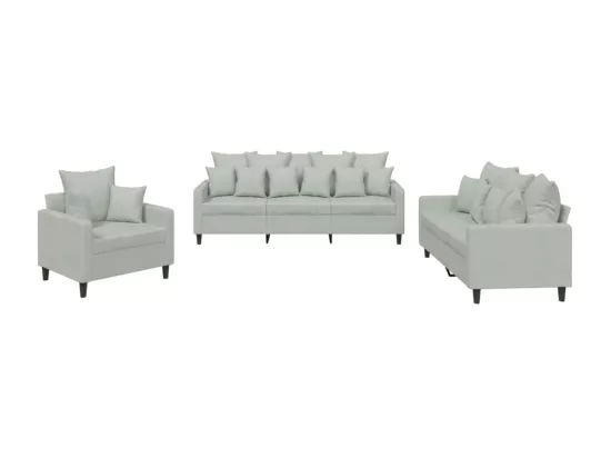 Ensemble de canapés 3 pcs avec coussins Gris clair Velours