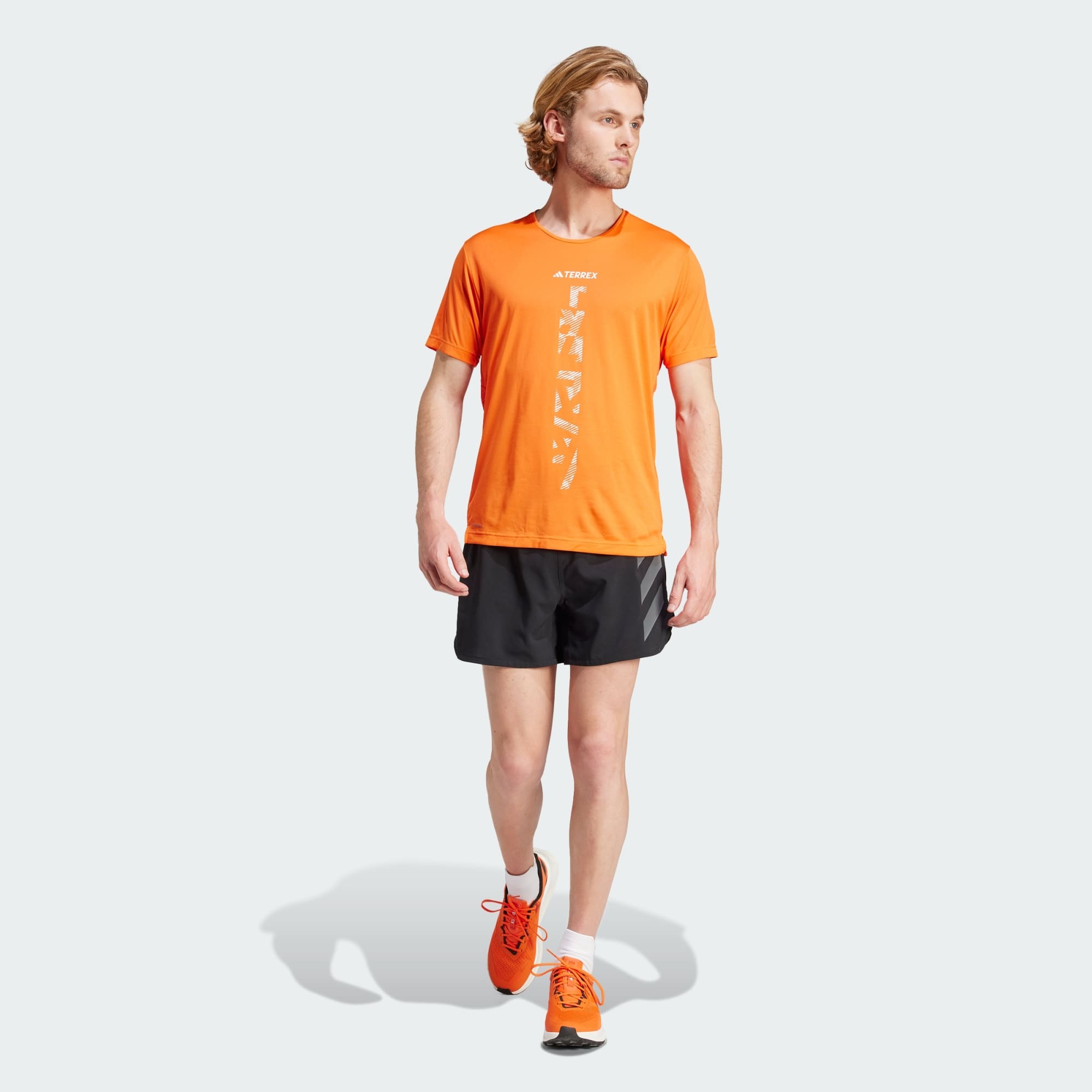 Terrex Agravic Trail Running T-Shirt Herre Semi Impact Orange/White