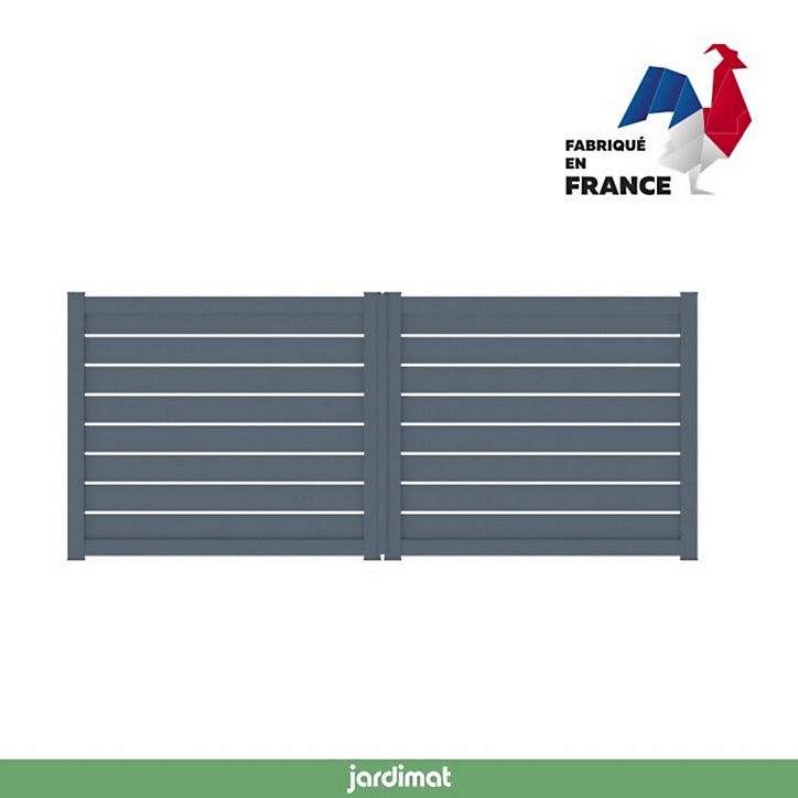 Portail Jardimat battant motorisé aluminium Pyla gris anthracite - 350 x h.154 cm