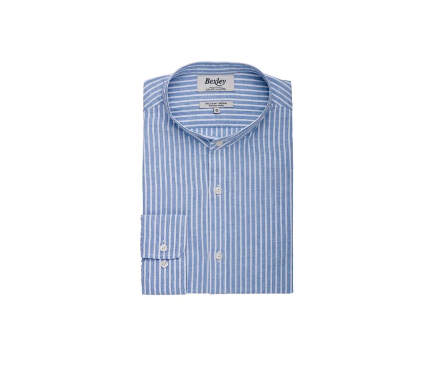 Chemise chambray à rayures fines Bleu Vintage & blanches - DALBERT