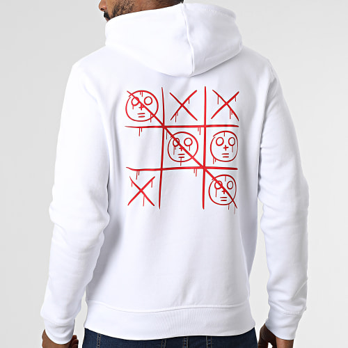 Sweat Capuche Morpion Blanc Rouge