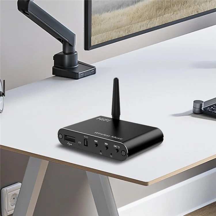 2in1 Bluetooth 5.4 HD Audio Transmitter / Receiver mit Fernbedienung   3.5mm Klinke / Cinch / USB A Anschluss - Schwarz