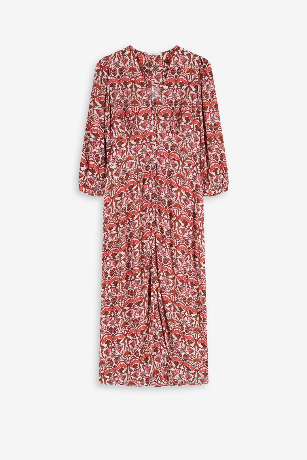 Rode maxi jurk met bloemenprint