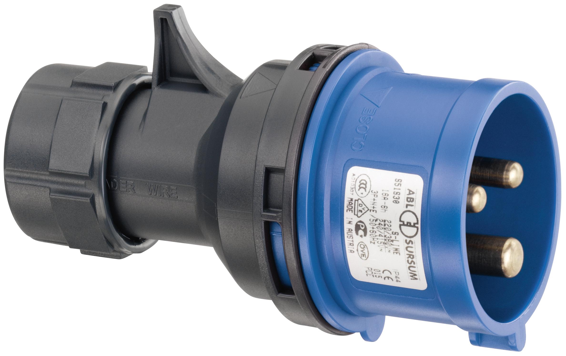 Montagestecker CEE 16/3 IP44Stromadapter CEE 16-3 auf Schraubklemme