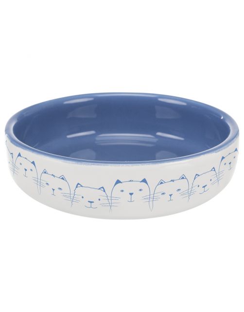 Trixie Voer\/Waterbak Hello My Little Cat Keramiek - Kattenvoerbak - Ø15 cm 329 g Lichtblauw Wit