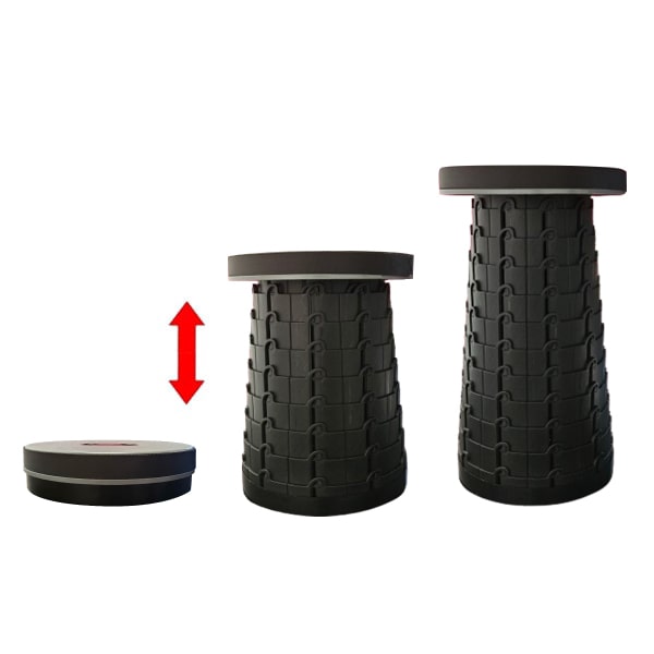Tabouret télescopique rétractable noir