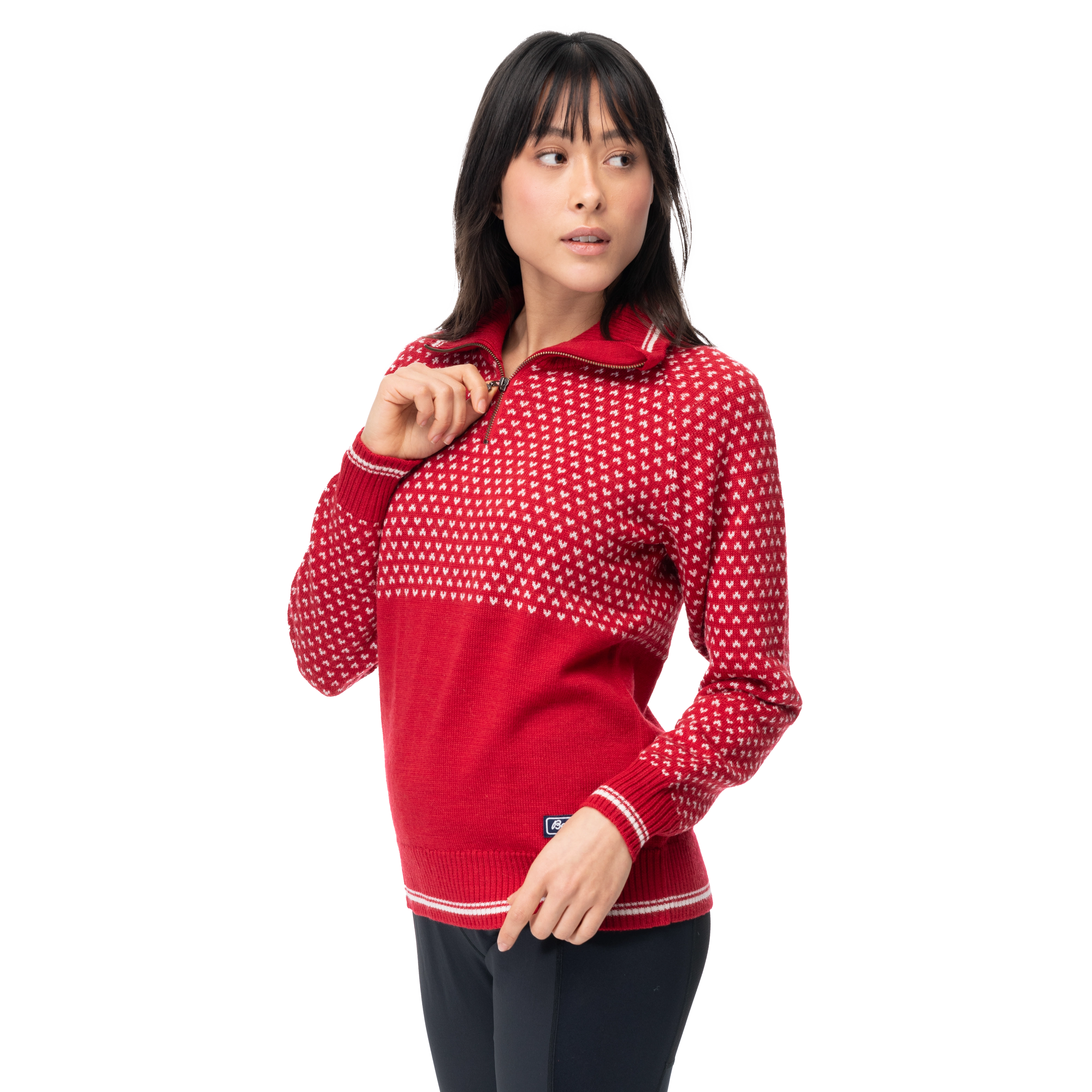 Alvdal Wool W Half Zip Red / Vanilla White