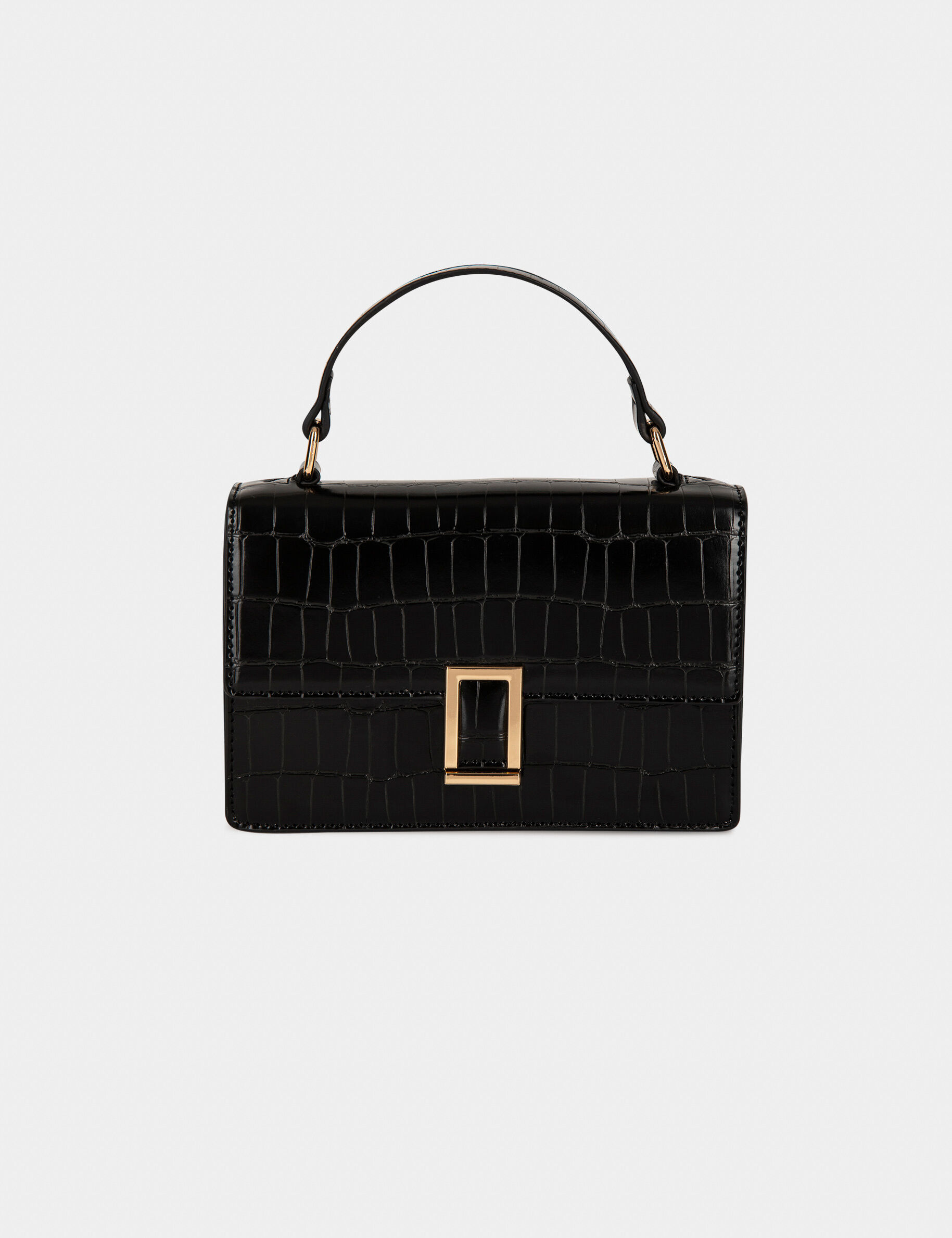 Sac cartable effet croco noir femme - noir