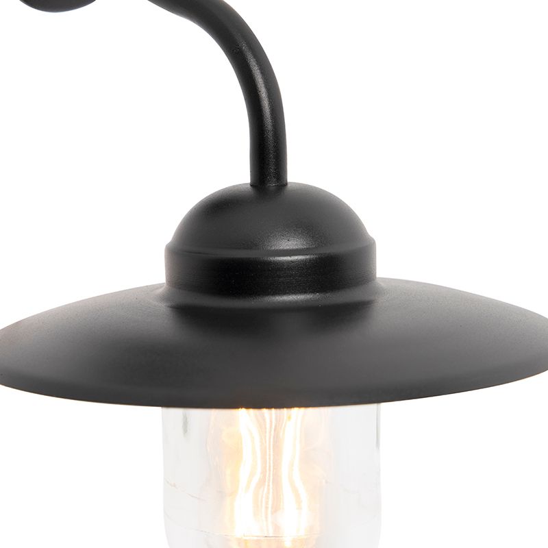 Buitenwandlamp zwart met glas IP44 - Munich