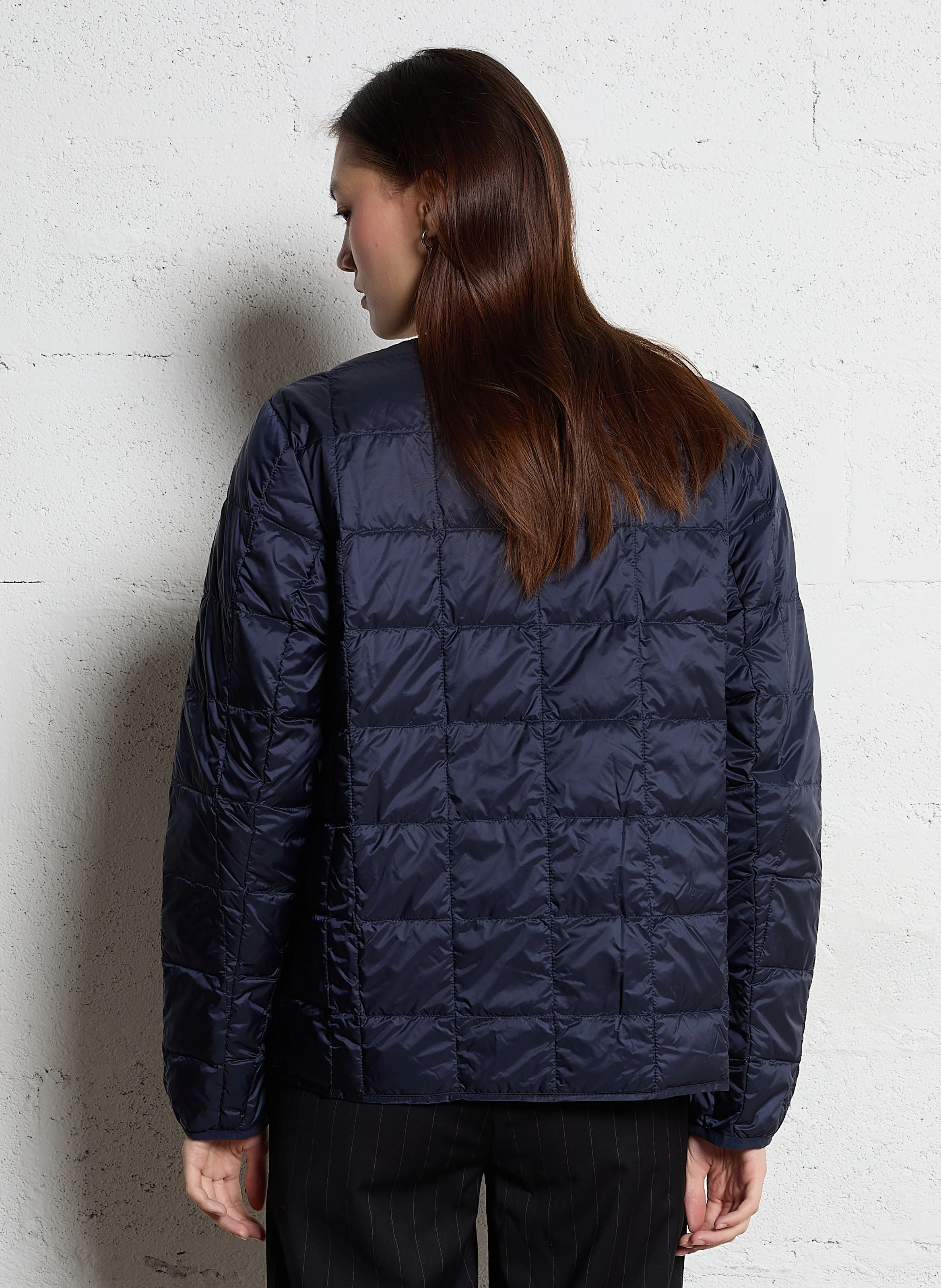 Veste col rond matelassée | Bleu