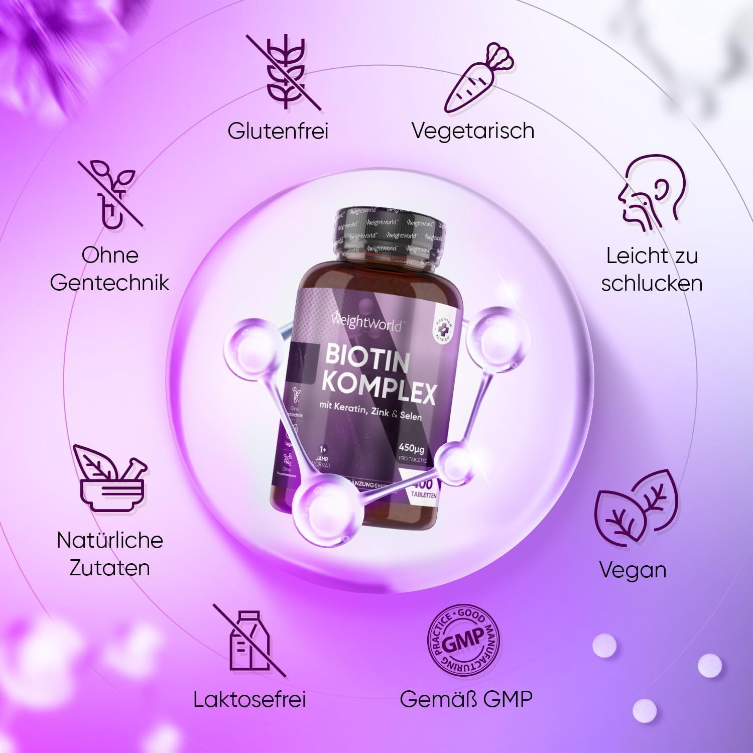 WeightWorld Biotin Komplex mit Keratin, Selen, Zink