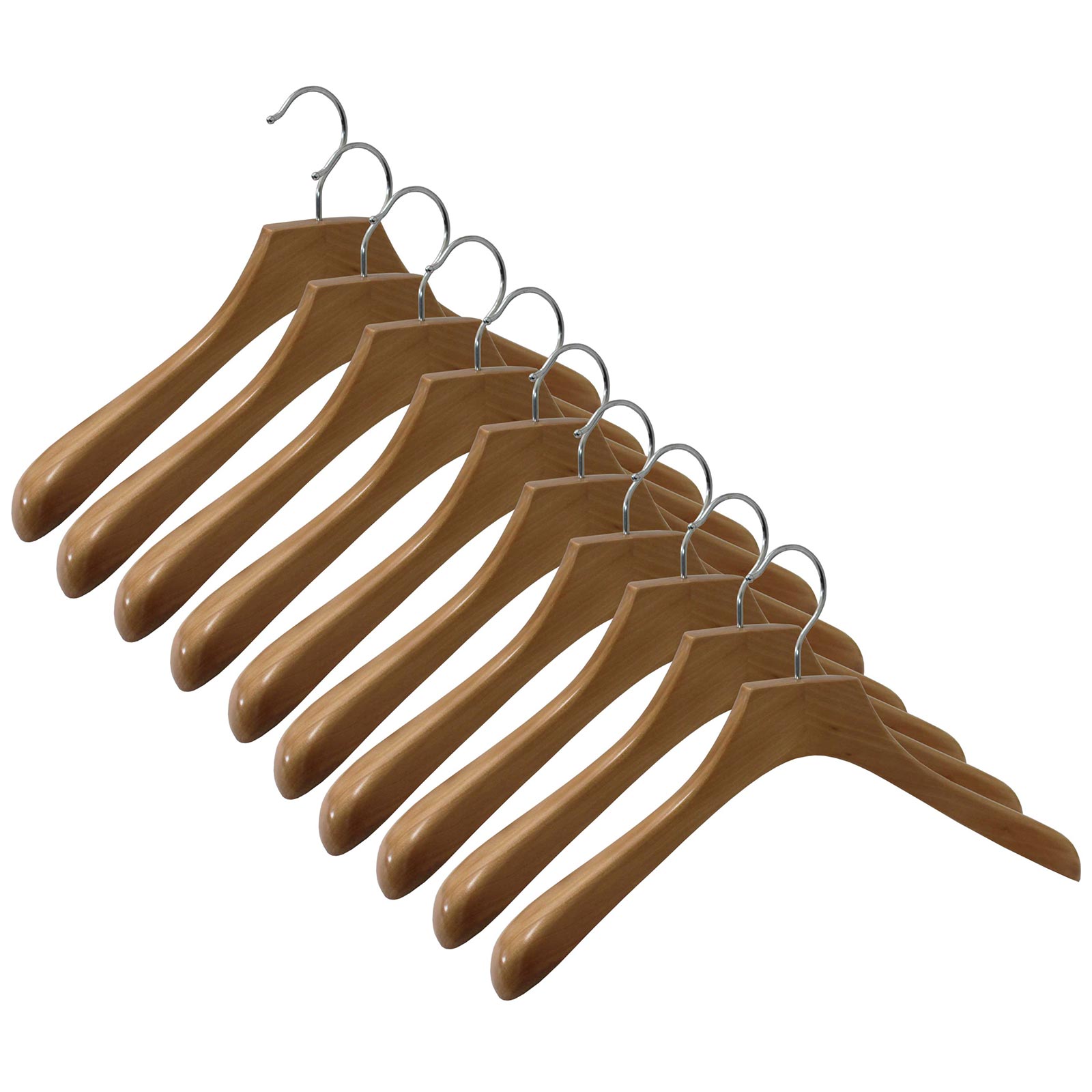 10er-Set Kleiderbügel - Buche natur glänzend - 45 cm breit