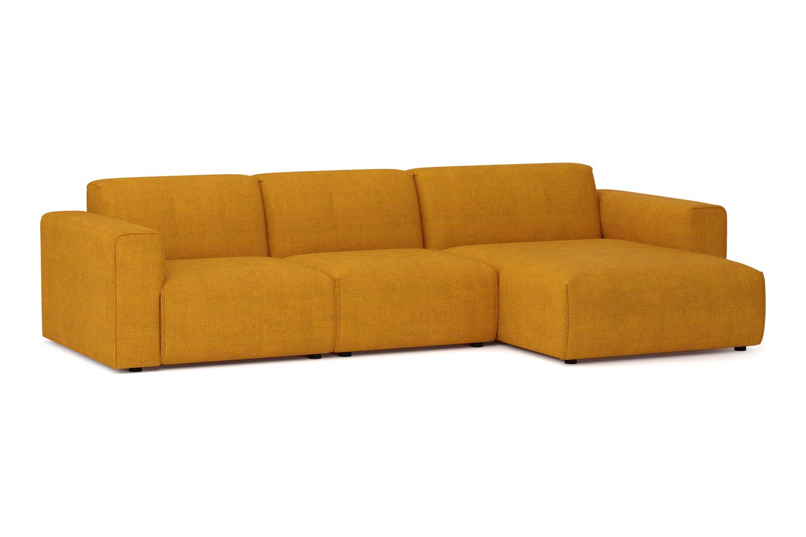 Monaco Lux 2,5-seter med XL sjeselong høyre Tekstil Fjord 9 Amber med sorte ben. Lux komfort.